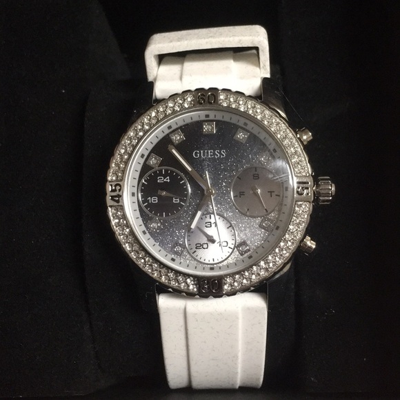 guess confetti watch silver